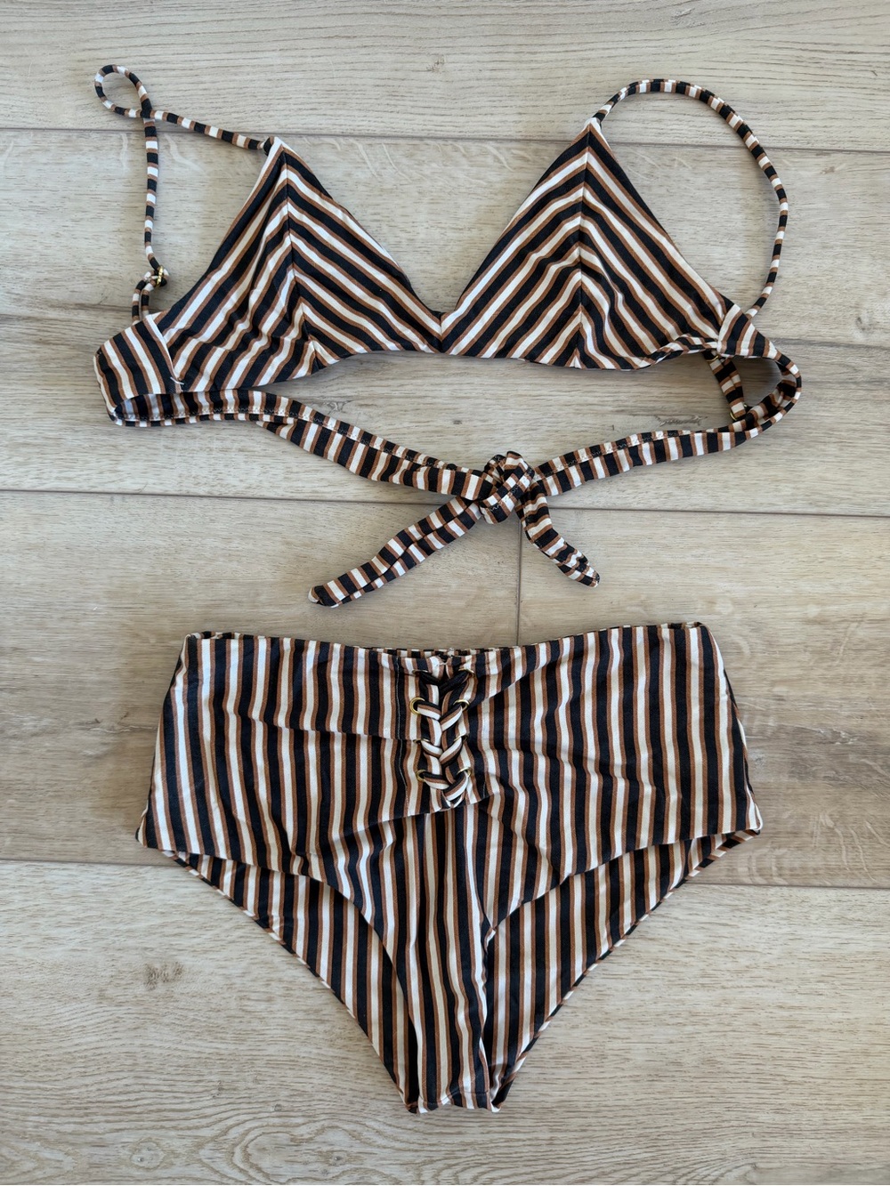 Striped High-Waist Bikini Set